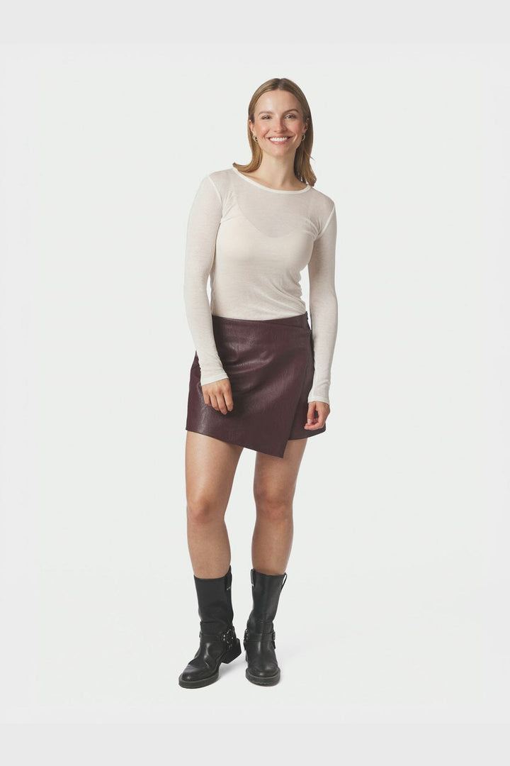 Neo Noir - Elayne Faux Leather Skorts 169802 - 162 - Bordeaux