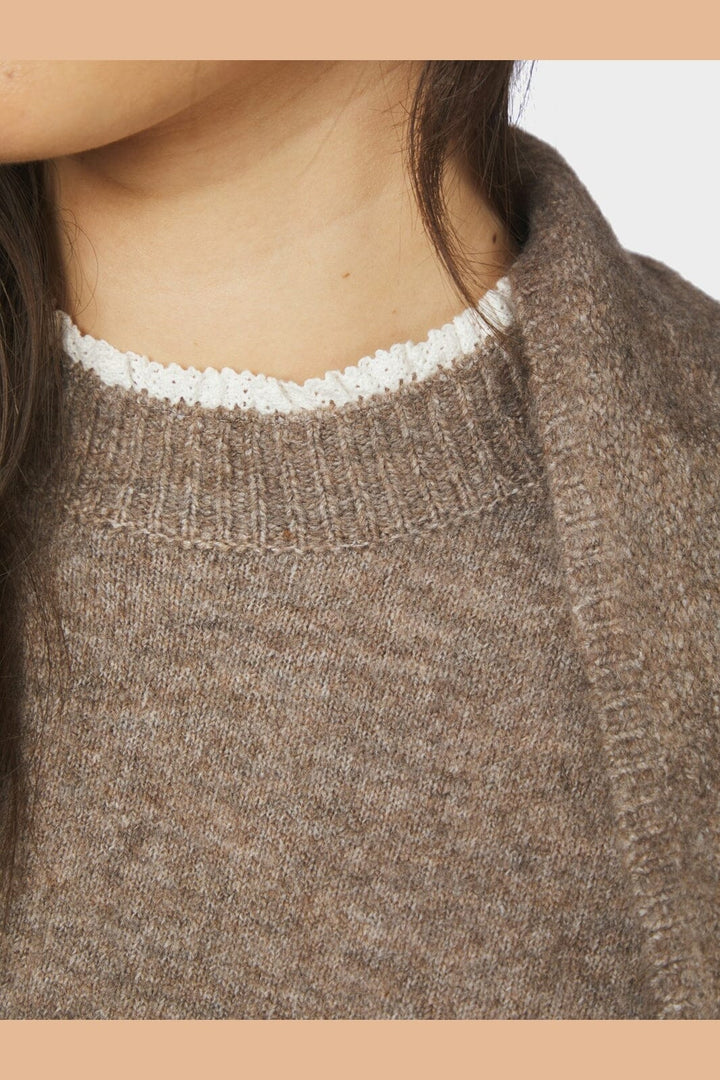 Neo Noir - Eliska Scarf Knit Blouse 170082 - 205 - Brown Melange
