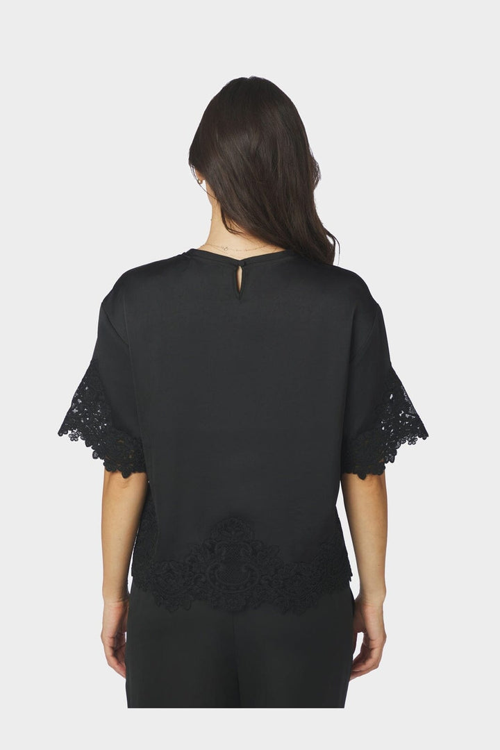 Neo Noir - Elle Heavy Sateen Lace Top 170661 - 100 - Black