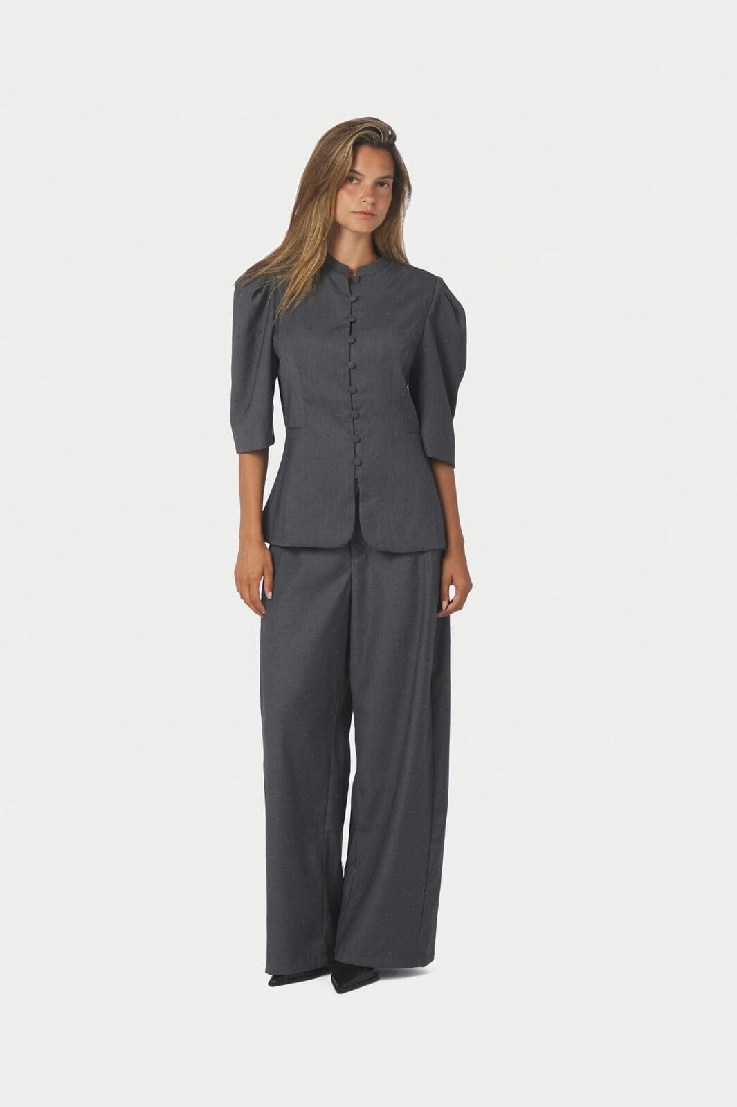 Neo Noir - Essiall Dobby Suit Pants 171097 - 133 - Grey Melange
