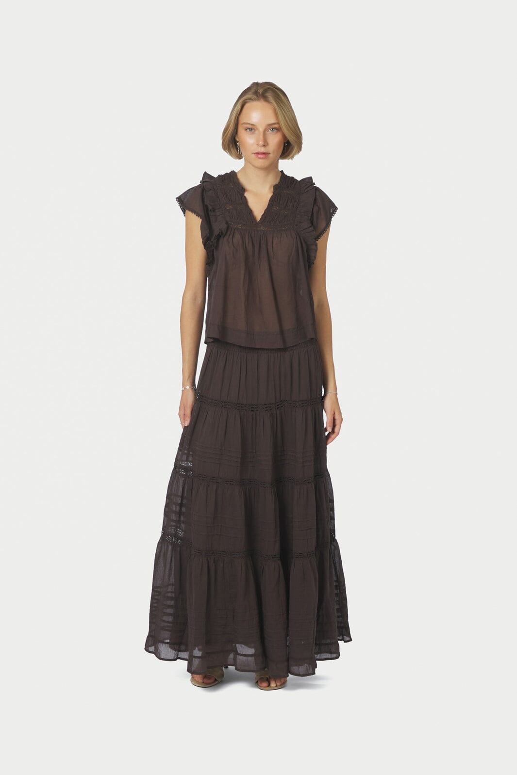 Neo Noir - Felicia S Voile Skirt 161872 - 676 - Dark Brown
