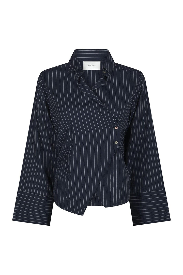 Neo Noir - Fenli Slim Stripe Shirt 170977 - 141 - Navy