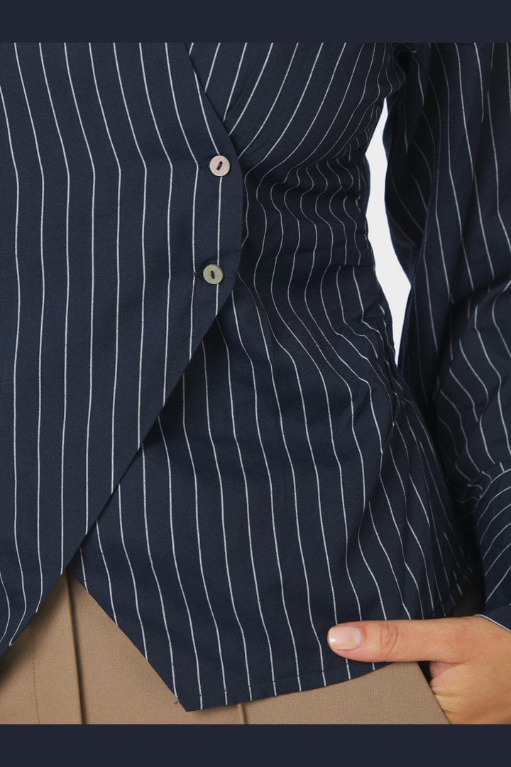 Neo Noir - Fenli Slim Stripe Shirt 170977 - 141 - Navy
