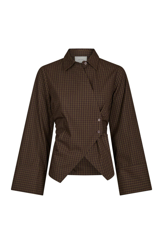 Neo Noir - Fenli Small Check Shirt 170086 - 673 - Aubergine