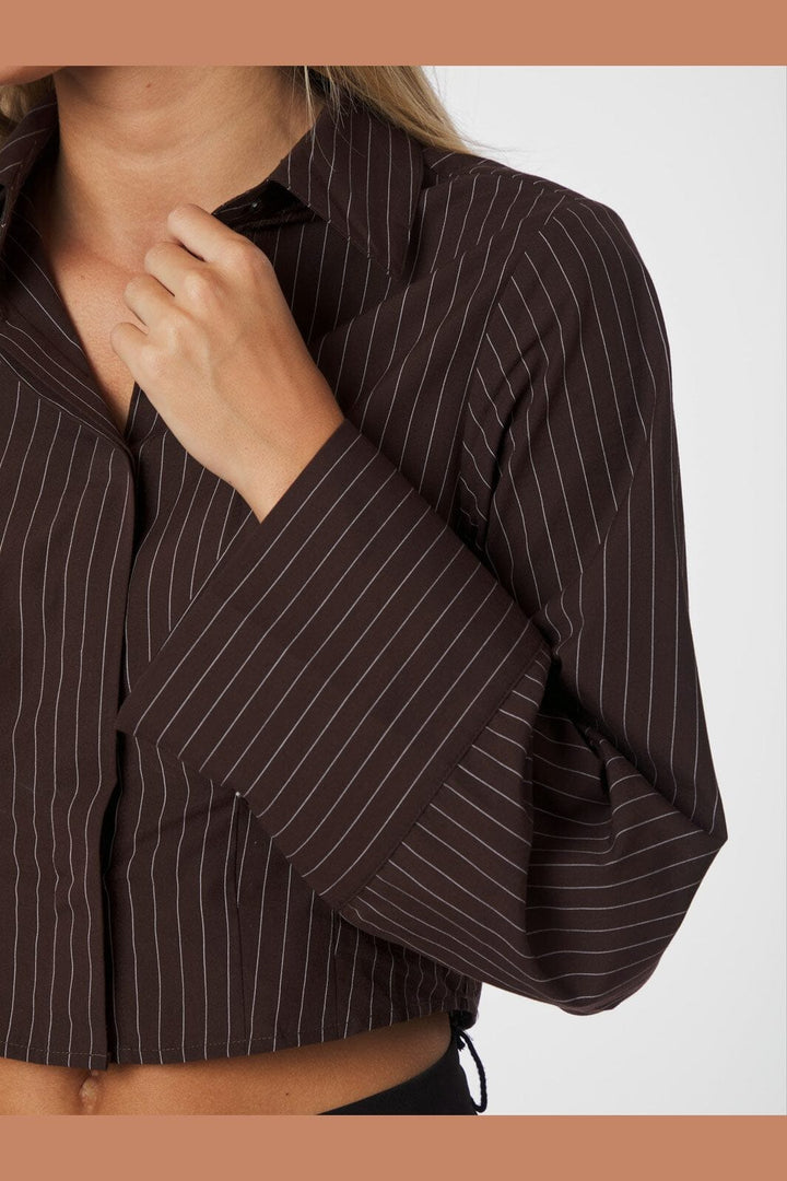 Neo Noir - Frost Striped Shirt 167157 - 676 - Dark Brown