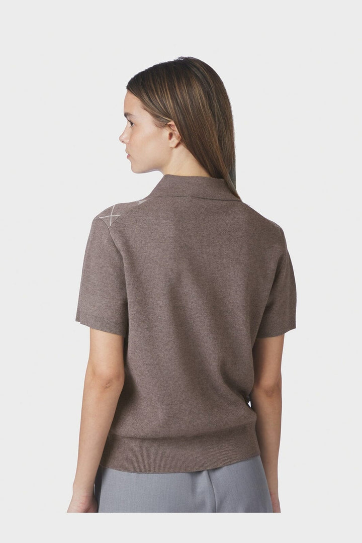 Neo Noir - Gia Check Knit Blouse 169335 - 811 - Dark Taupe