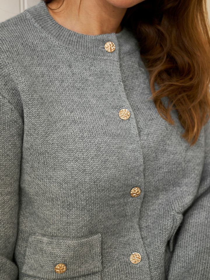 Neo Noir - Glenna Knit Cardigan 169690 - 133 - Grey Melange Cardigans 