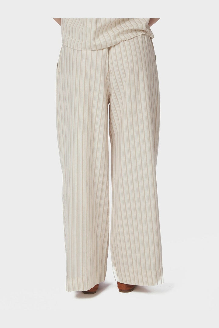 Neo Noir - Heifa Linen Stripe Pants 168335 - 213 - Sand