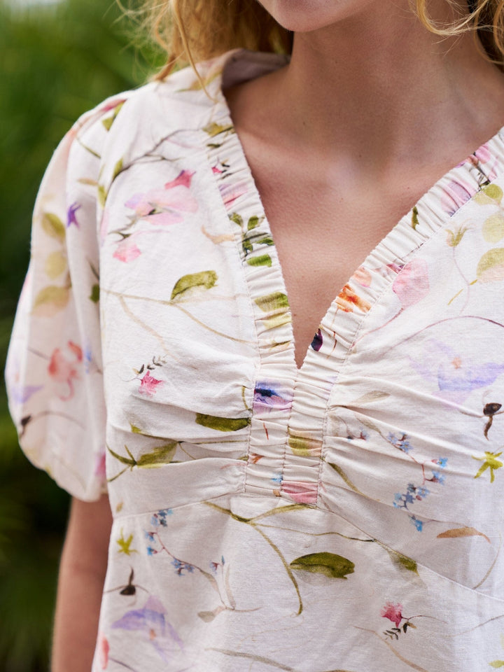 Neo Noir - Irina Flower Blouse 169056 - 121 - Off White Bluser 