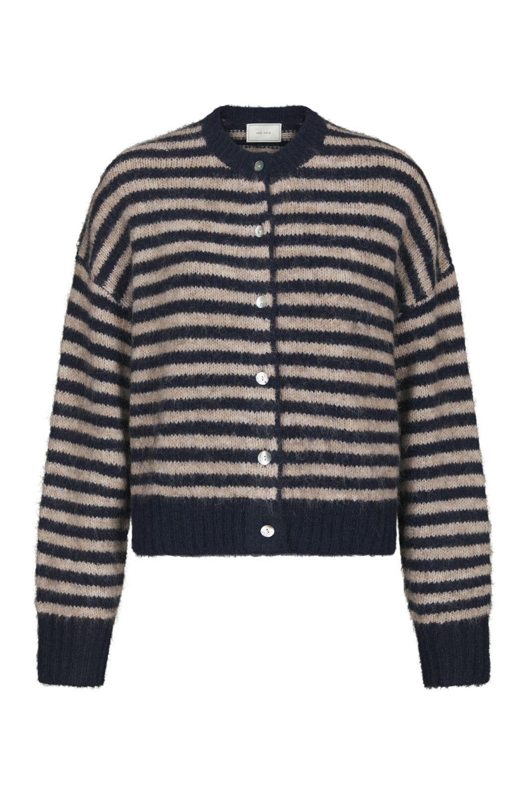 Neo Noir - Isana Stripe Fluffy Knit Cardigan 169700 - 575 - Navy Striped