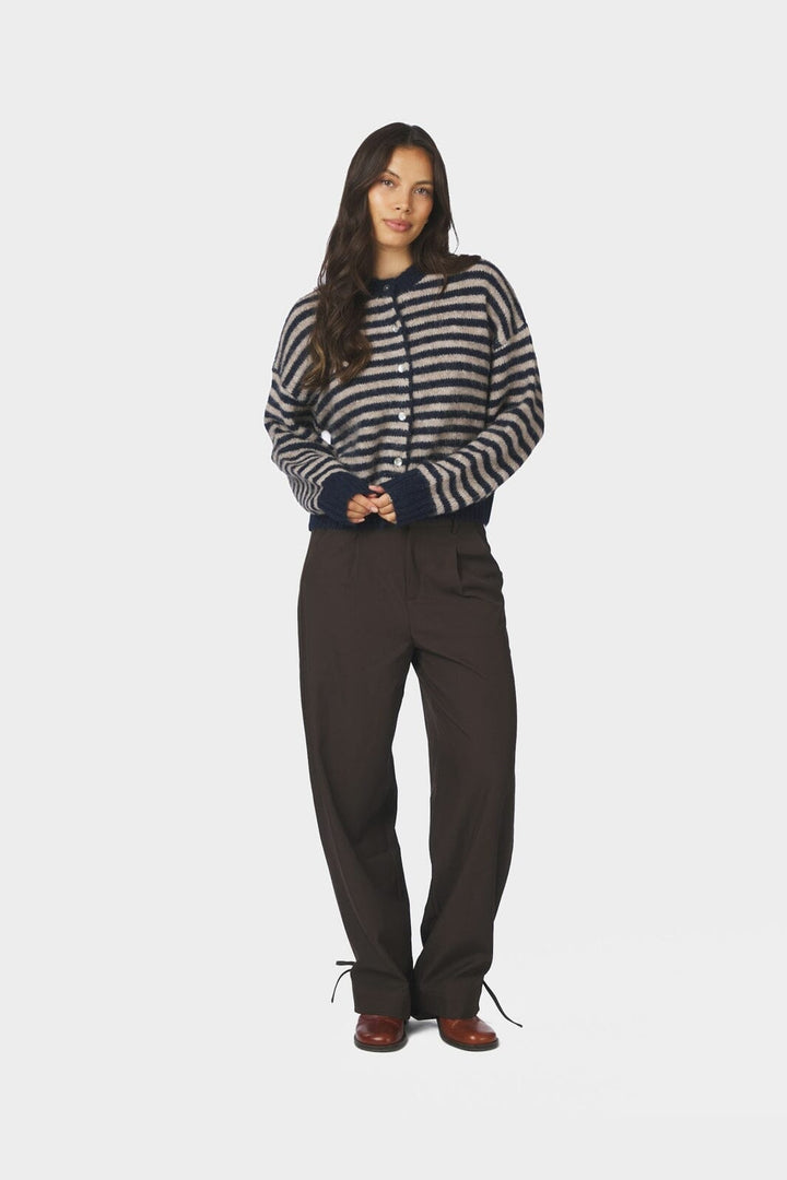 Neo Noir - Isana Stripe Fluffy Knit Cardigan 169700 - 575 - Navy Striped