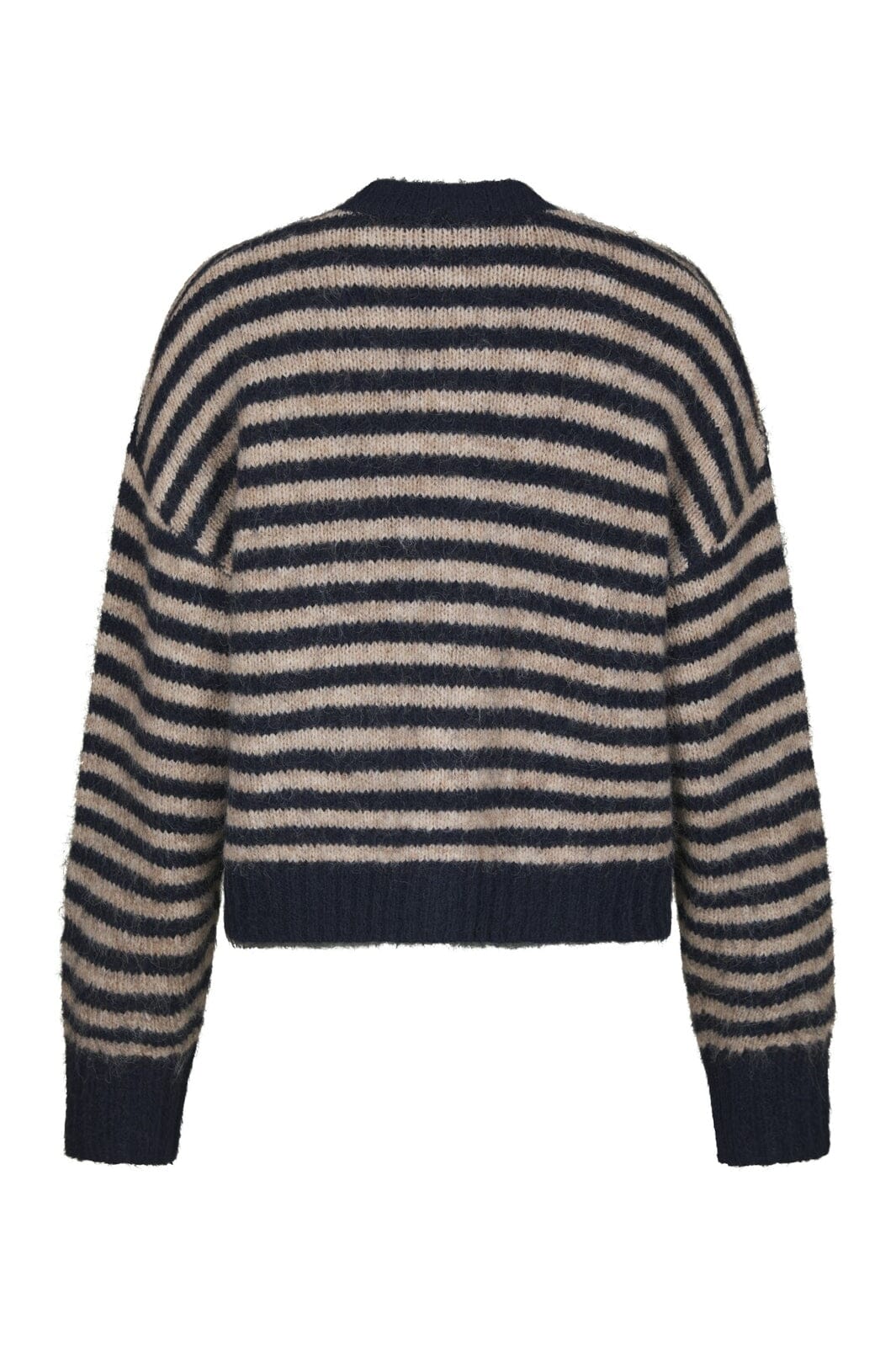 Neo Noir - Isana Stripe Fluffy Knit Cardigan 169700 - 575 - Navy Striped