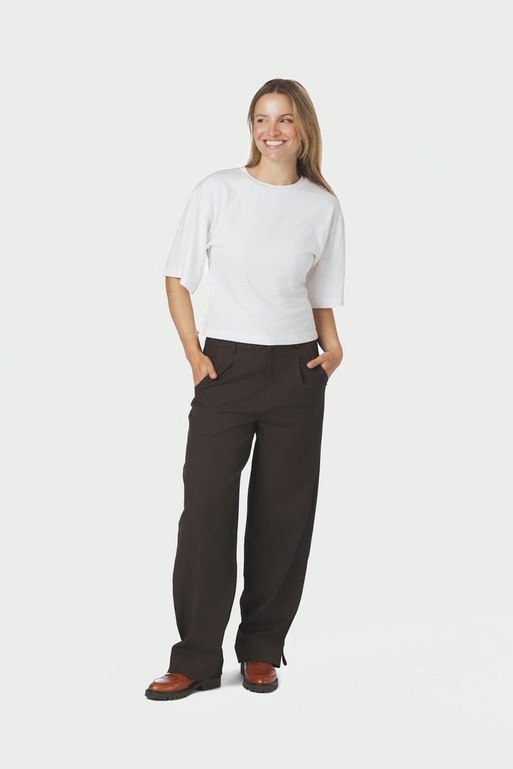 Neo Noir - Isotta Structure Tie Pants 170430 - 676 - Dark Brown