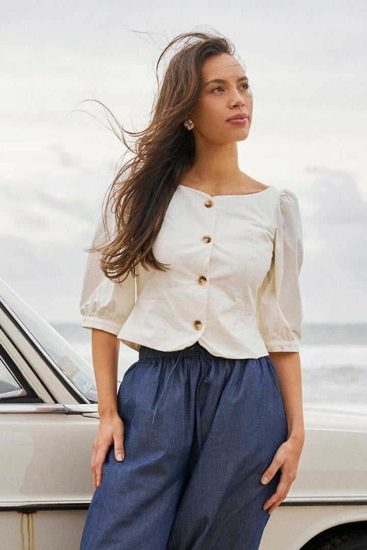 Neo Noir - Jeannie Twill Blouse 167719 - 121 - Off White Bluser 