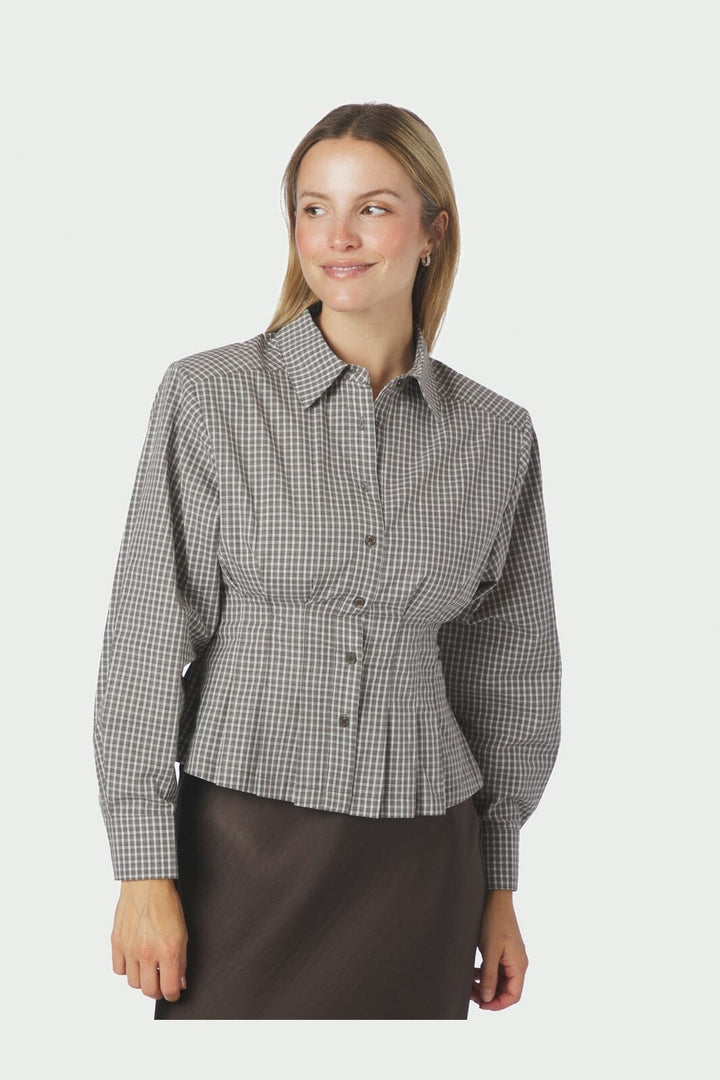 Neo Noir - Jonelle Check Shirt 170987 - 830 - Dusty Grey
