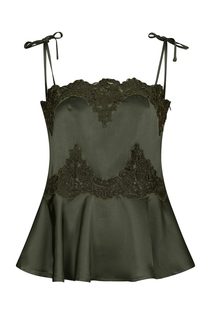 Neo Noir - Kaela Heavy Sateen Lace Top 168290 - 591 - Deep Green