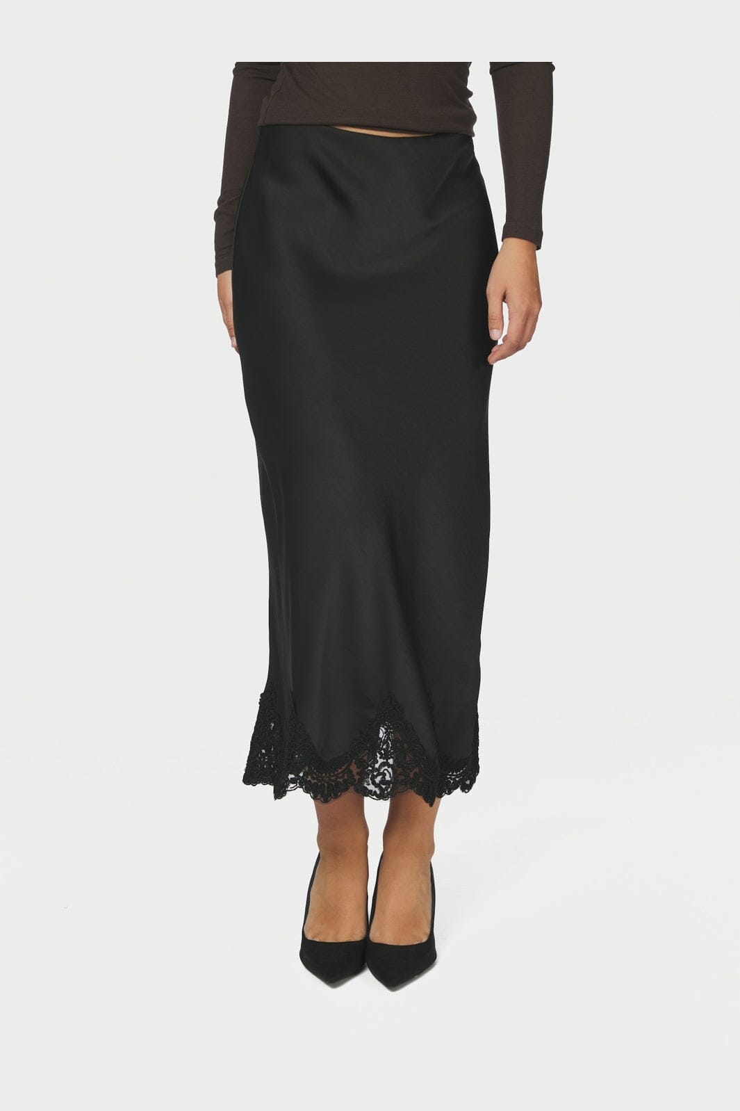 Neo Noir - Kallista Heavy Sateen Lace Skirt 171263 - 100 - Black