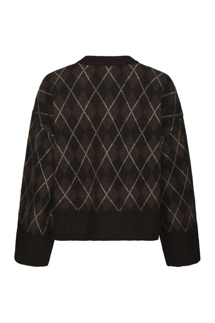 Neo Noir - Kick Check Knit Blouse 165204 - 676 - Dark Brown
