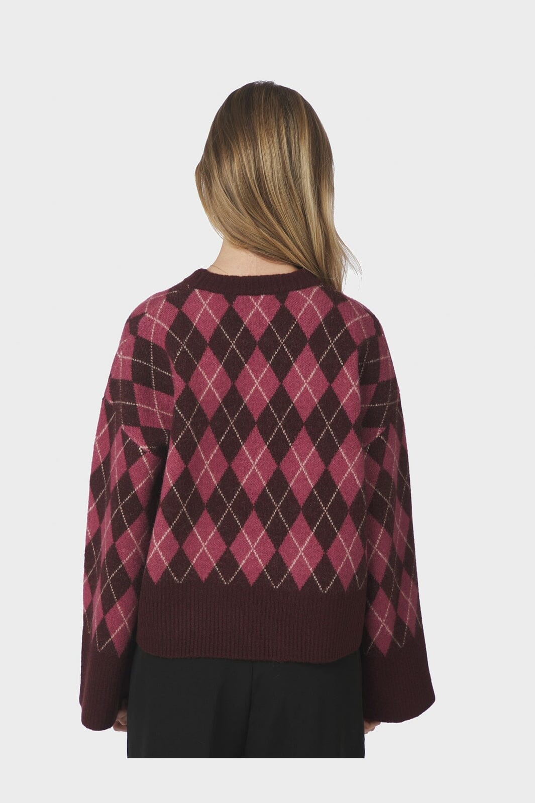 Neo Noir - Kick Check Knit Blouse 165204 - 682 - Wine