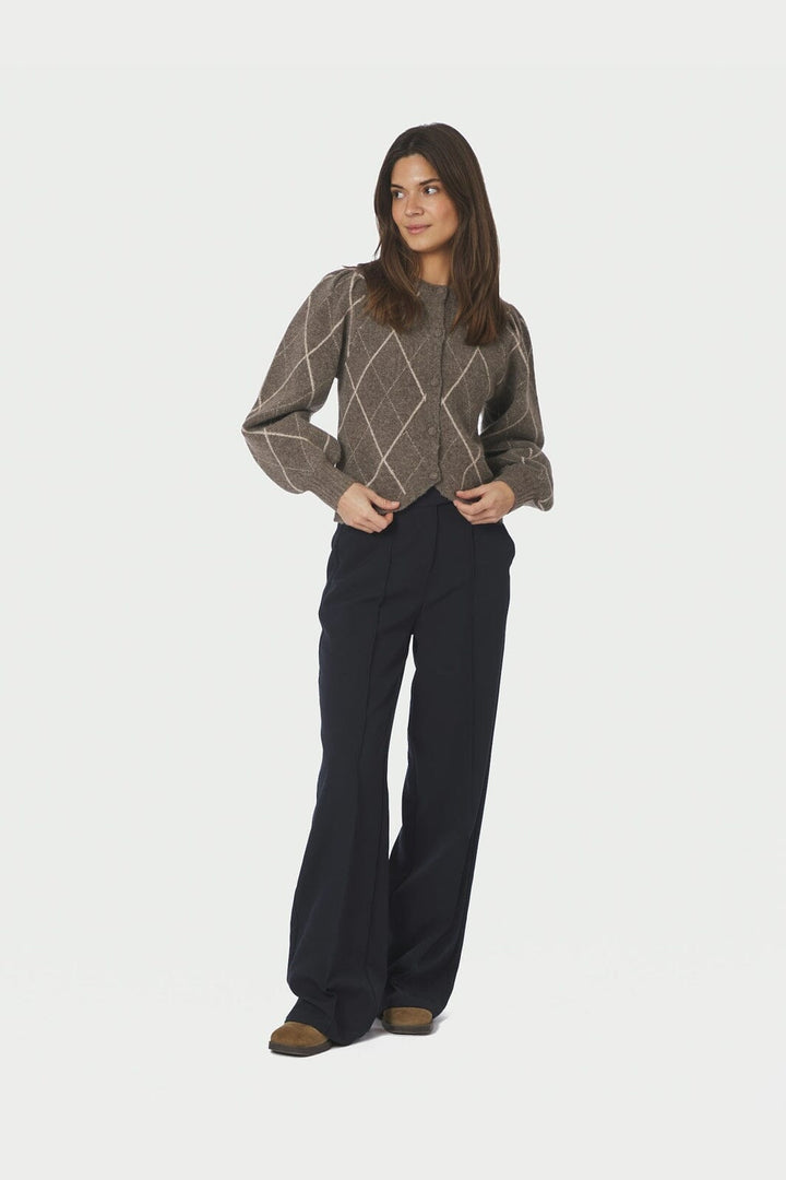 Neo Noir - Koteas Check Knit Cardigan 168893 - 214 - Taupe