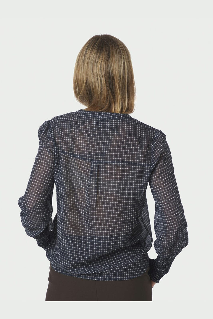 Neo Noir - Landa Simple Check Blouse 171000 - 141 - Navy