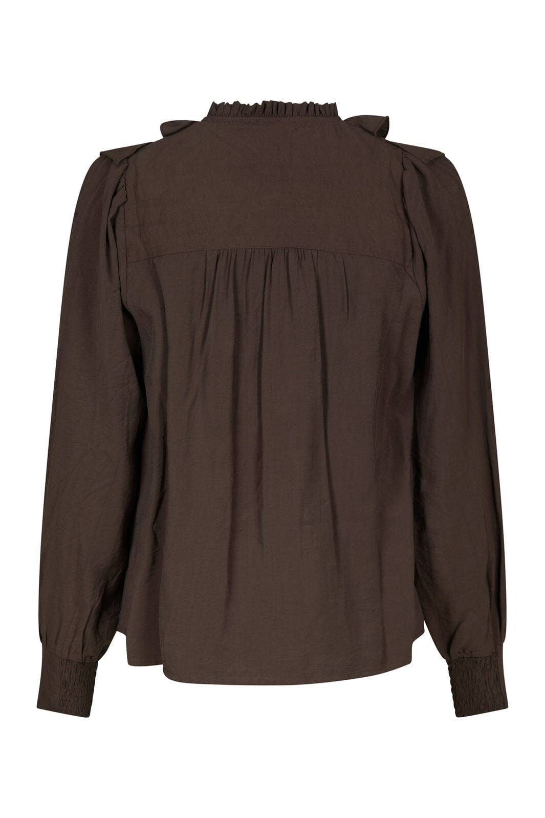 Neo Noir - Larine Ruffle Blouse 169981 - 676 - Dark Brown
