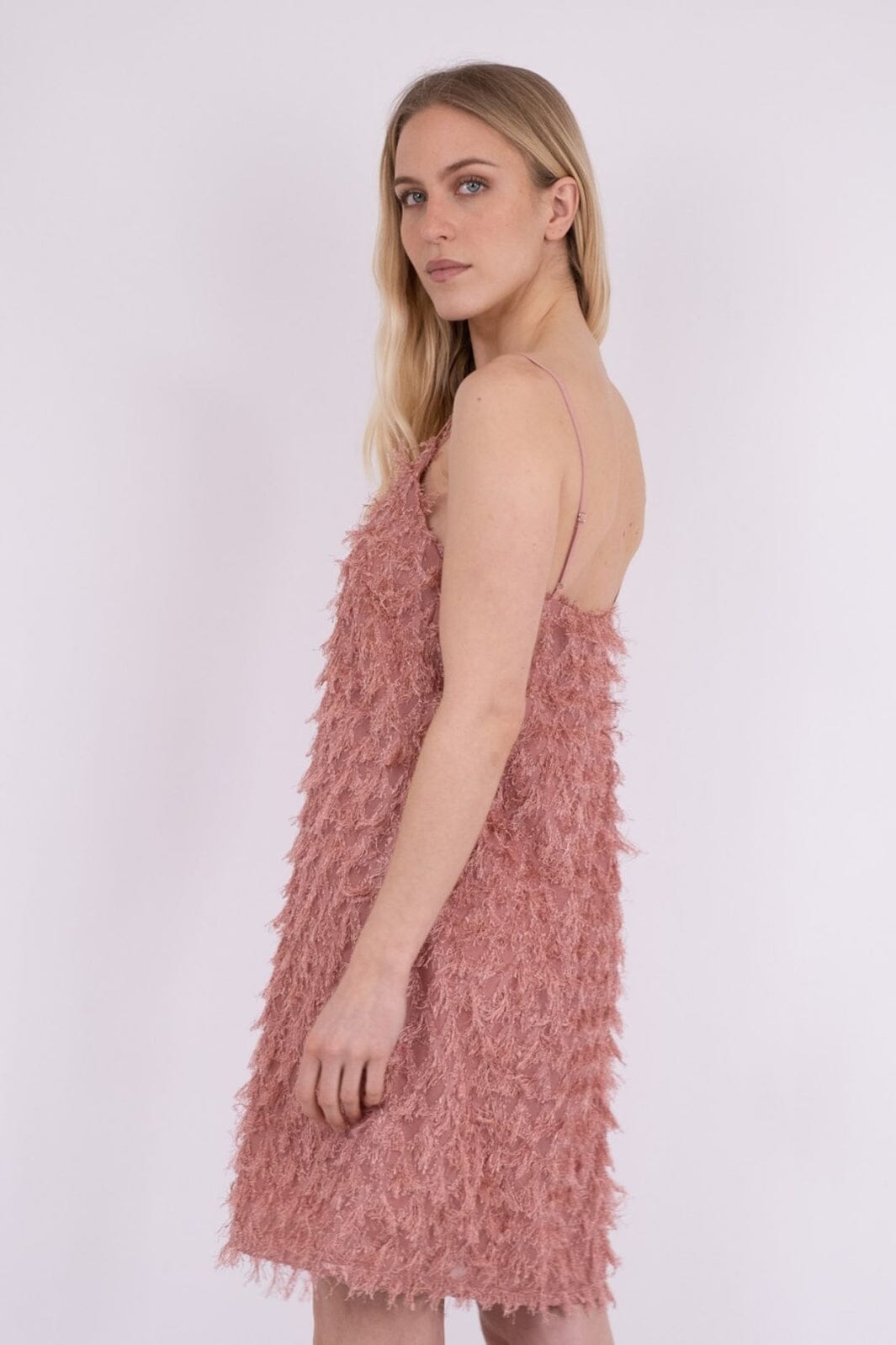 Neo Noir - Lilja Fringe Dress - Dusty Rose