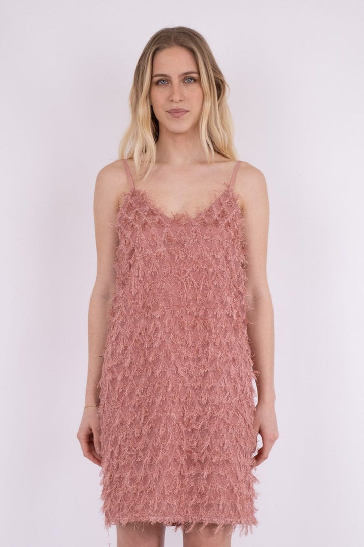 Neo Noir - Lilja Fringe Dress - Dusty Rose