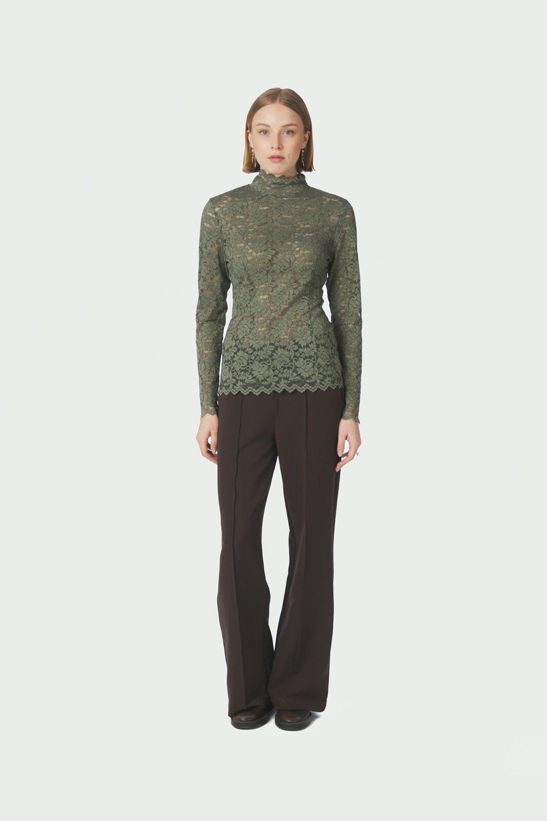 Neo Noir - Liza Laceflower Blouse 161473 - 255 - Cold Army