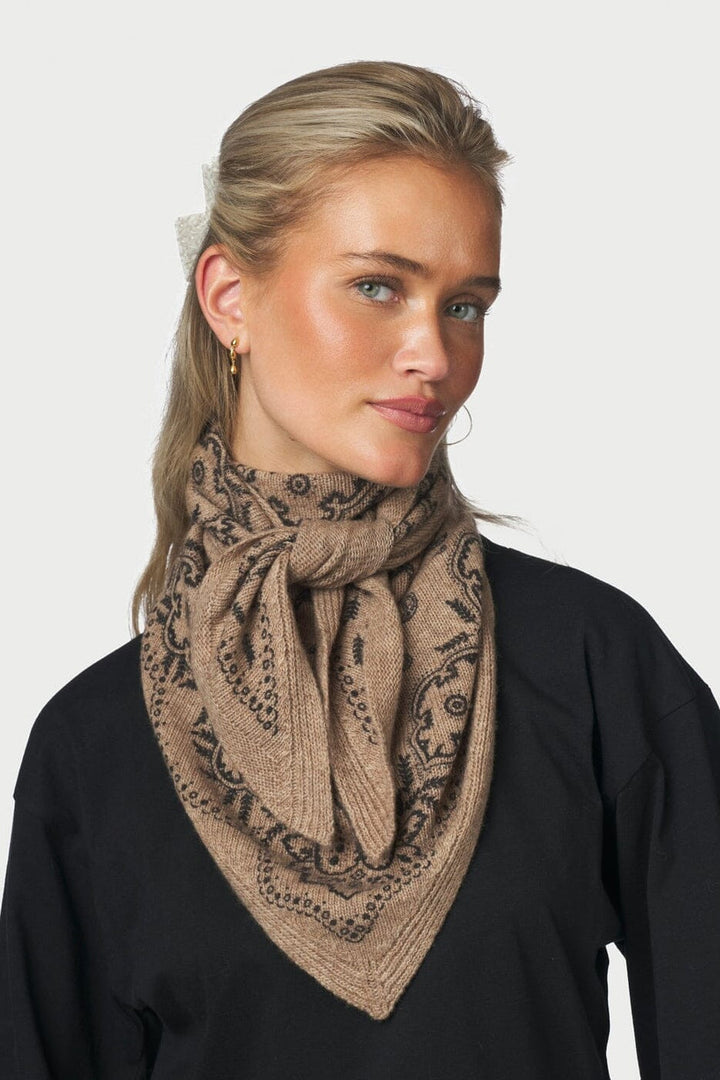 Neo Noir - Lolana Paisley Knit Scarf 170741 - 976 - Beige Melange