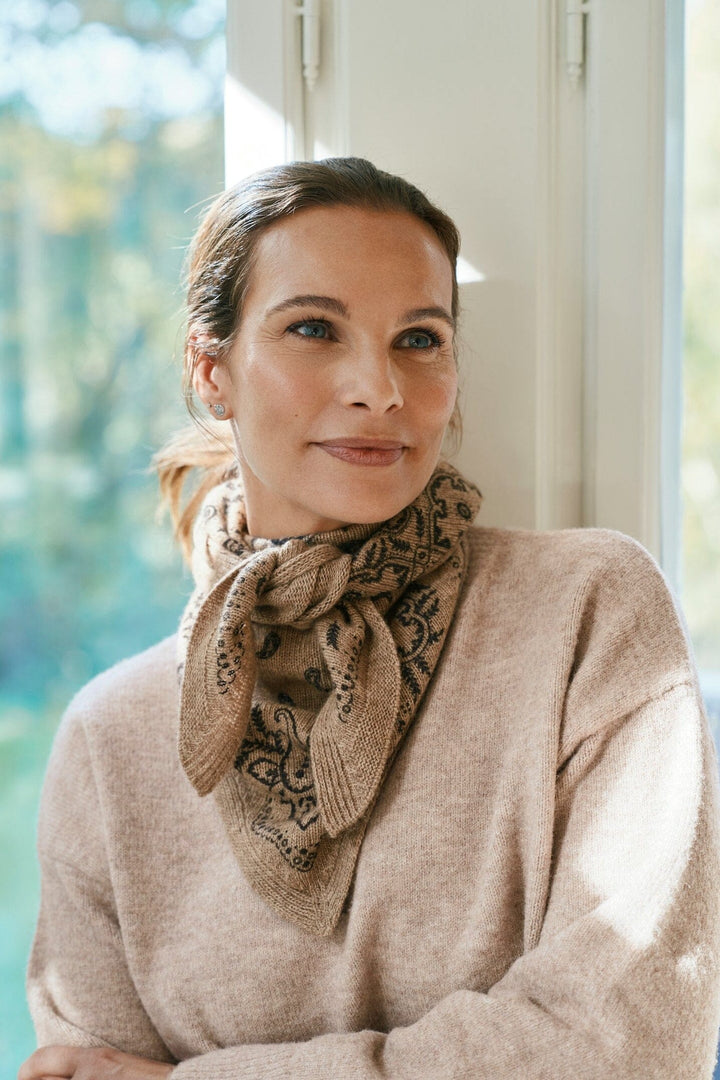 Neo Noir - Lolana Paisley Knit Scarf 170741 - 976 - Beige Melange Tørklæder 