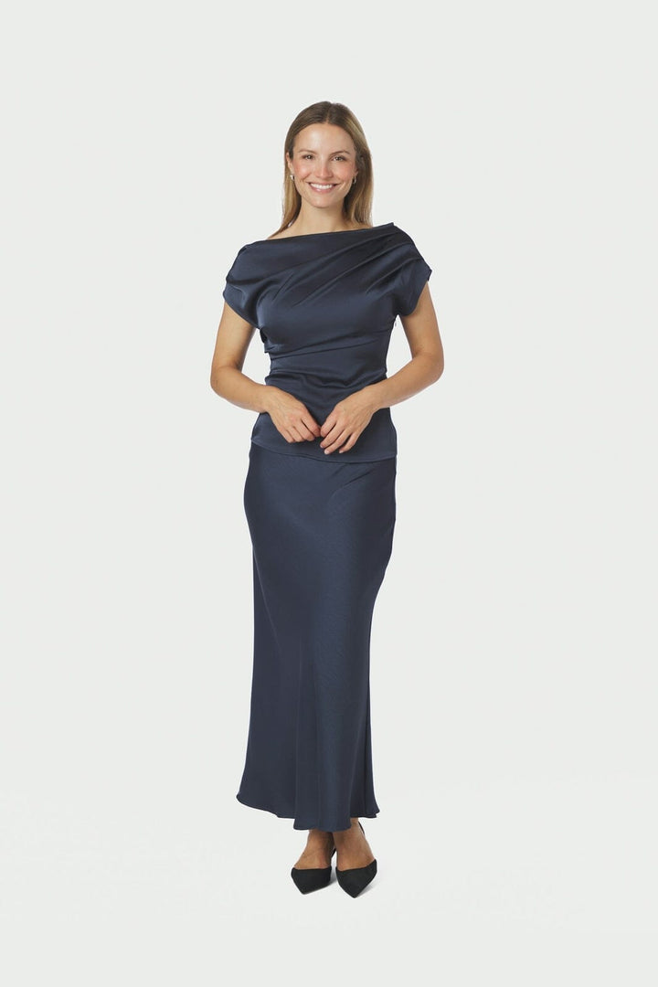 Neo Noir - Mabelle Heavy Sateen Top 171009 - 678 - Midnight Blue