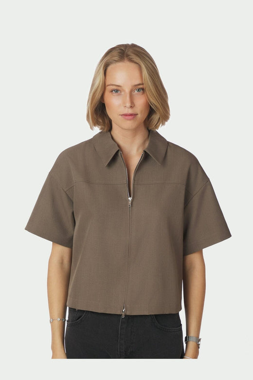 Neo Noir - Madicken Structure Blouse 167242 - 214 - Taupe