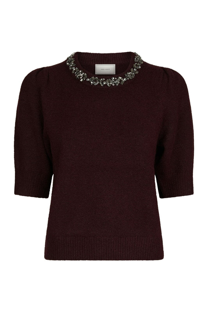 Neo Noir - Maia Stone Knit Blouse 162914 - 682 - Wine