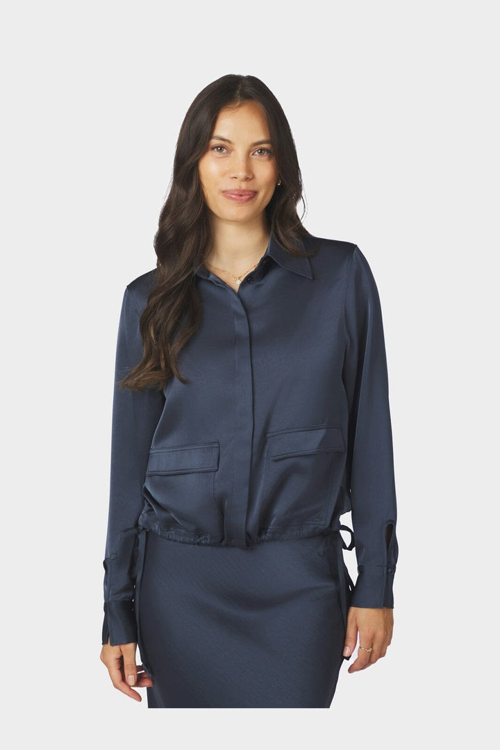 Neo Noir - Manille Heavy Sateen Shirt 169616 - 678 - Midnight Blue