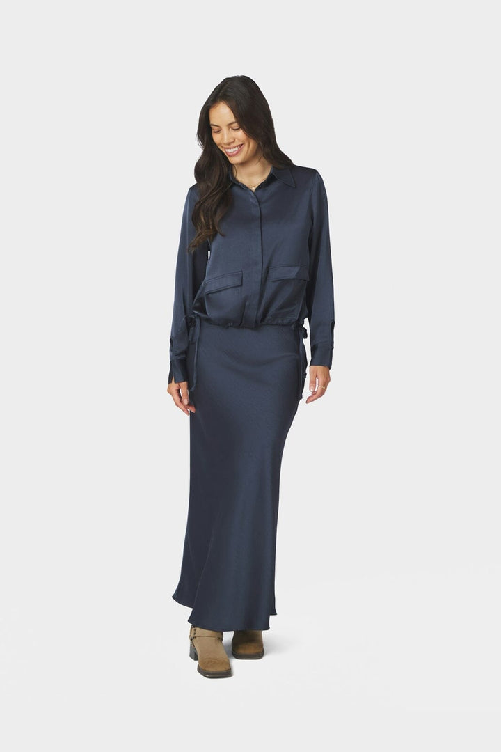 Neo Noir - Manille Heavy Sateen Shirt 169616 - 678 - Midnight Blue