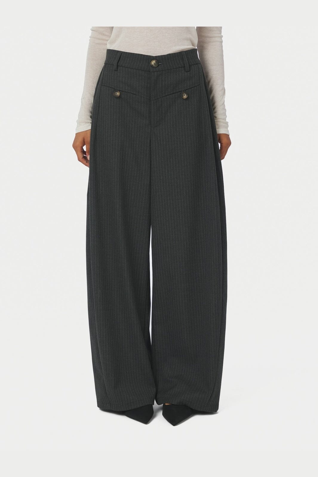 Neo Noir - Massie Slim Pinstripe Pants 170802 - 107 - Dark Grey Melange