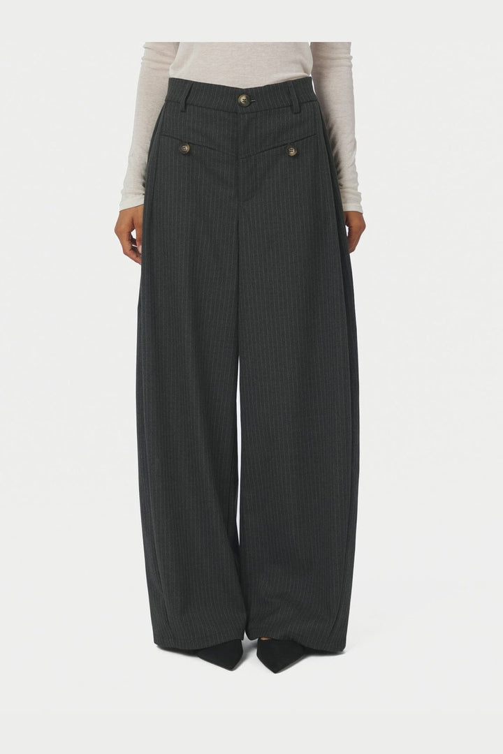 Neo Noir - Massie Slim Pinstripe Pants 170802 - 107 - Dark Grey Melange