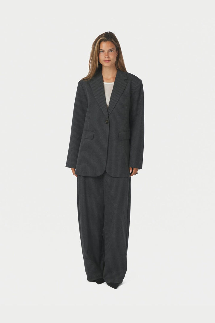 Neo Noir - Massie Slim Pinstripe Pants 170802 - 107 - Dark Grey Melange