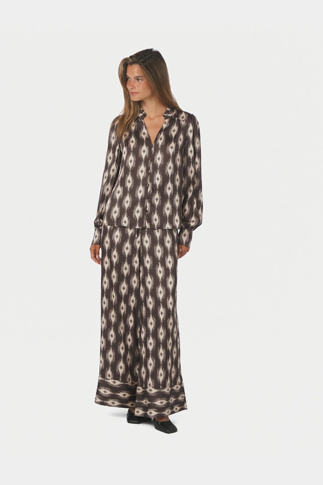 Neo Noir - Massima Ikat Blouse 171182 - 676 - Dark Brown