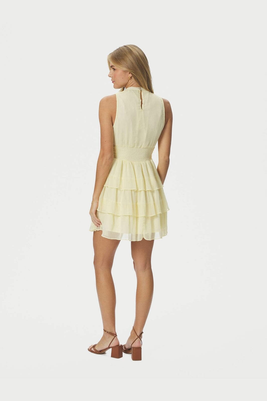 Neo Noir - May Solid Chiffon Dress 168430 - 191 - Light Yellow