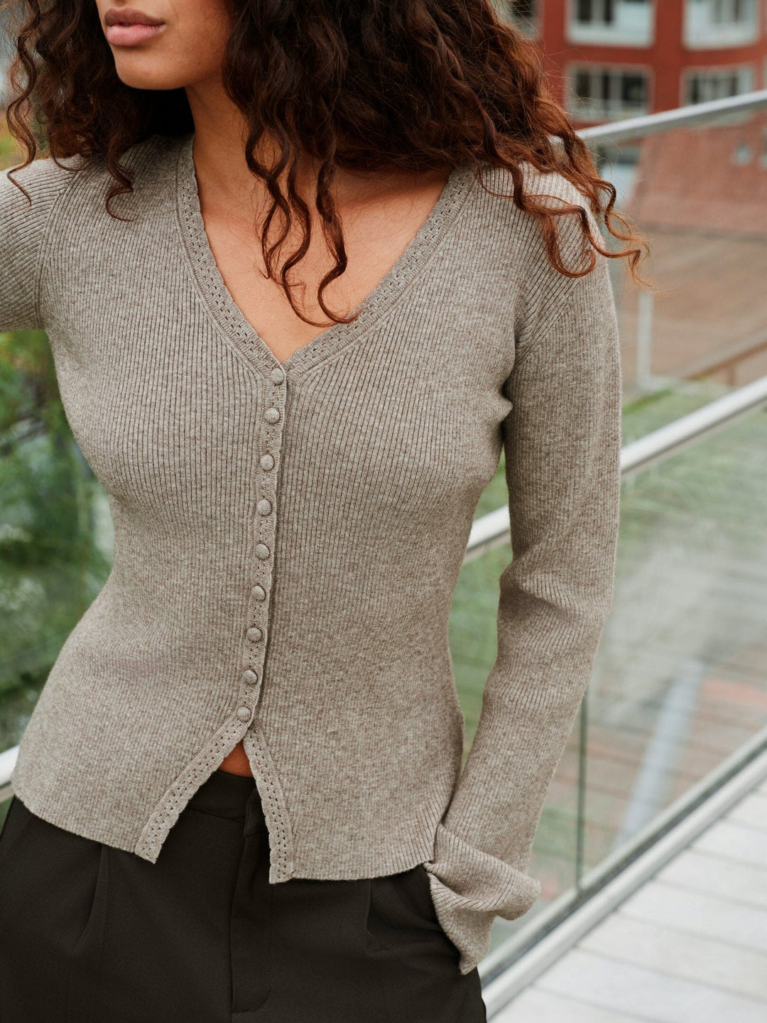 Neo Noir - Melia Knit Cardigan 170717 - 119 - Sand Melange Cardigans 