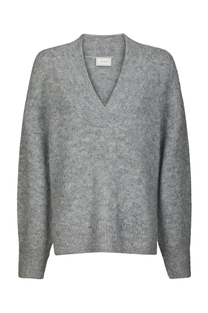 Neo Noir - Melli Fluffy Knit Blouse 167715 - 133 - Grey Melange
