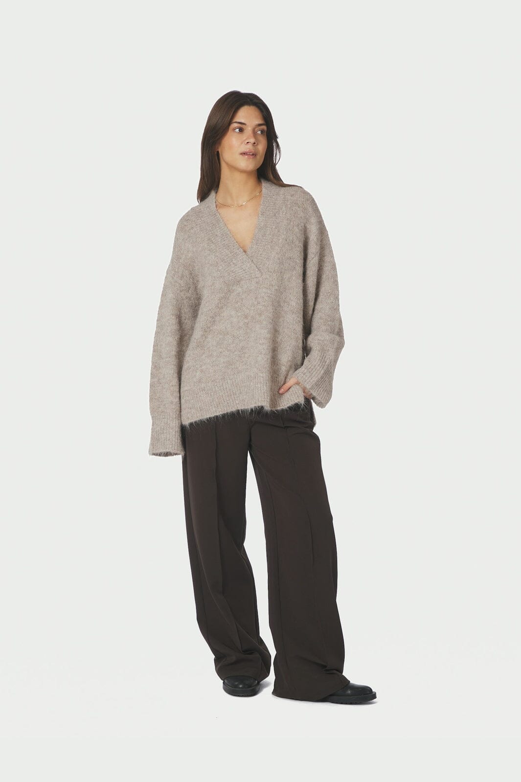 Neo Noir - Melli Fluffy Knit Blouse 167715 - 976 - Beige Melange