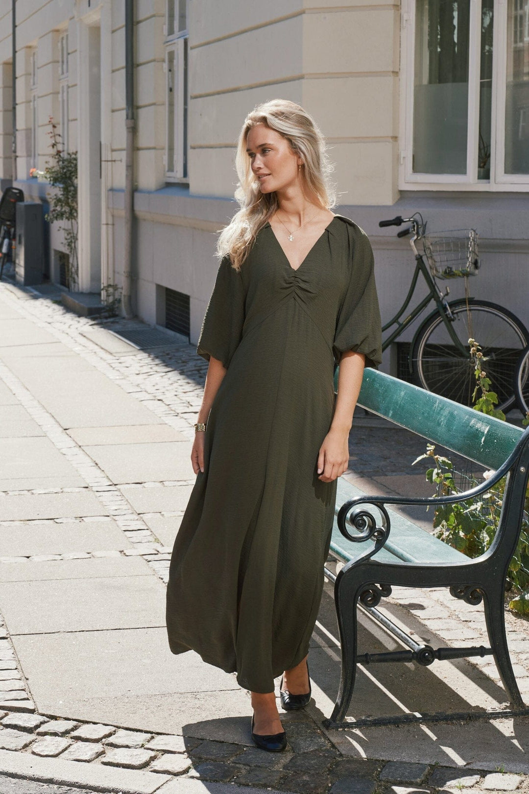 Neo Noir - Meriel Structure Solid Dress 170305 - 151 - Army Kjoler 
