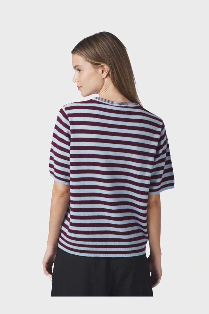 Neo Noir - Missy Stripe Knit Tee 169692 - 682 - Wine