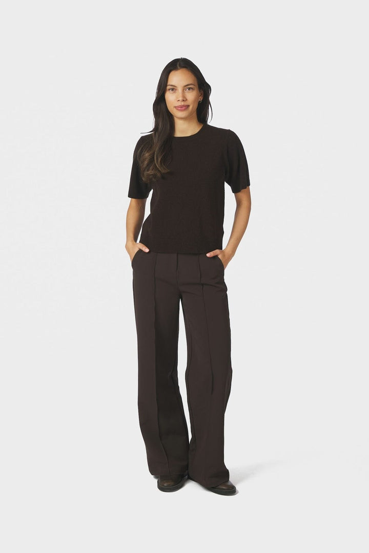 Neo Noir - Missy Wool Knit Tee 167772 - 676 - Dark Brown