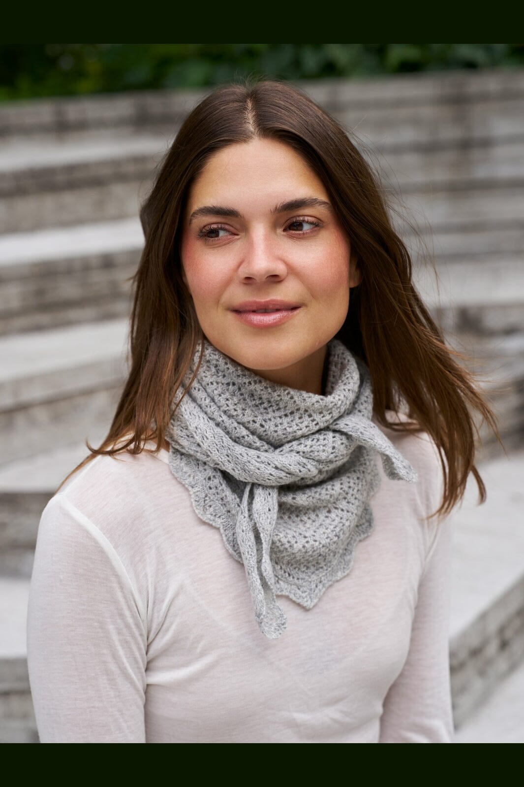 Neo Noir - Misty Medium Pointelle Scarf 169982 - 133 - Grey Melange