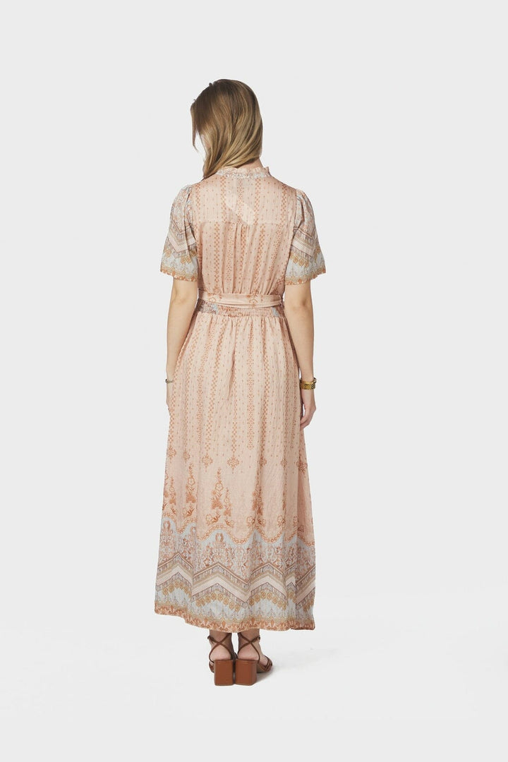 Neo Noir - Moviana Flower Border Dress 169030 - 618 - Flower Peach