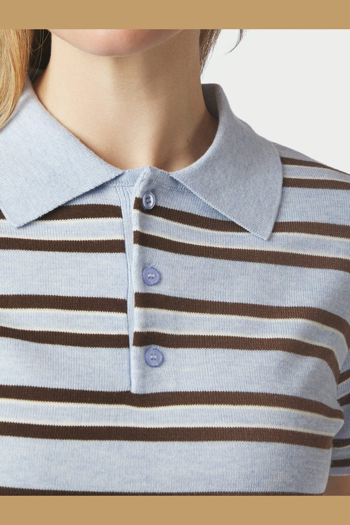 Neo Noir - Mulann Polo Knit Blouse 165966 - 145 - Light Blue